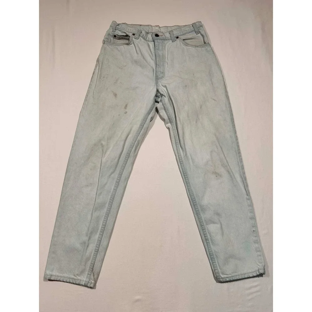 Vintage Levis 550 Orange Tab Jeans 33x30 Light Wash Relaxed Tapered Made in USA